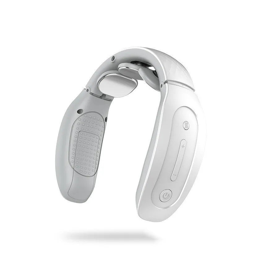 Small red and white intelligent cervical massager with battery power and multiple massage modes