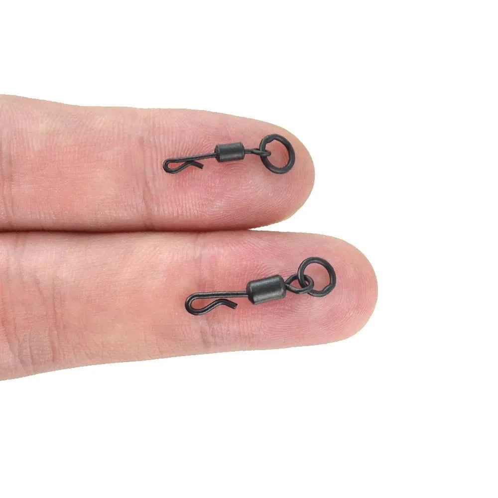 Carp fishing Q-type swivel connector stainless steel single circle pack of 20 No 4 and No 7 sizes