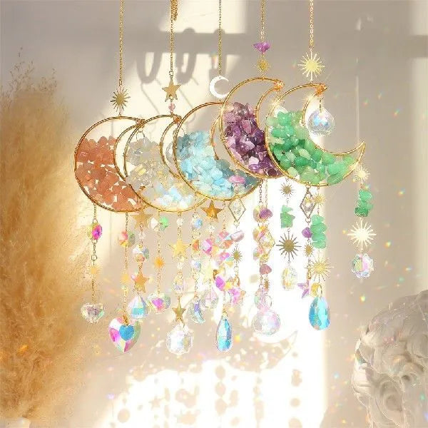 K9 crystal moon pendant car accessory with metal chain in blue colour option