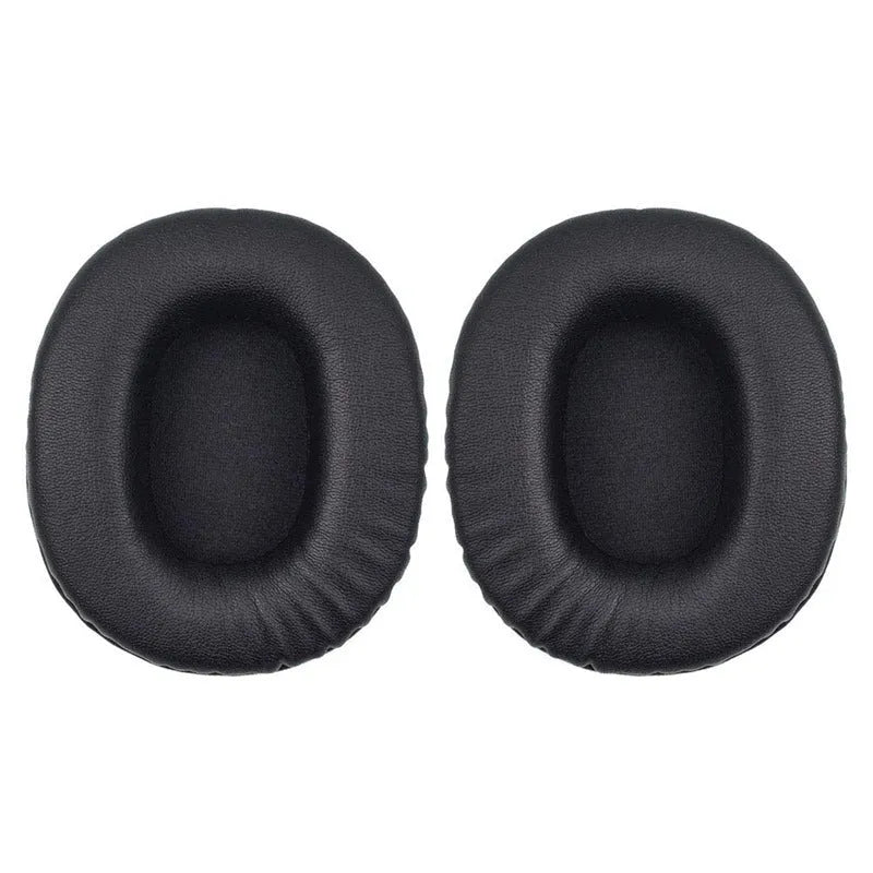 Two black PU leather replacement earmuff covers for Sony MDR-1R headphones.