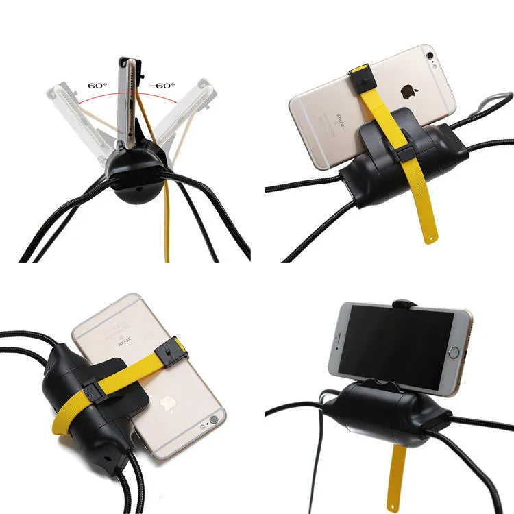 ABS and steel multifunctional lazy spider bracket holding a smartphone on a desktop
