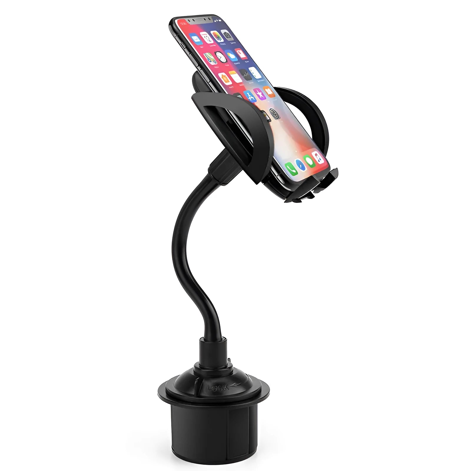 Black car cup holder mobile phone holder with ABS plastic and aluminium tube design