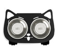 Anti-falling stainless steel pet feeding bowl in black with inclined design
