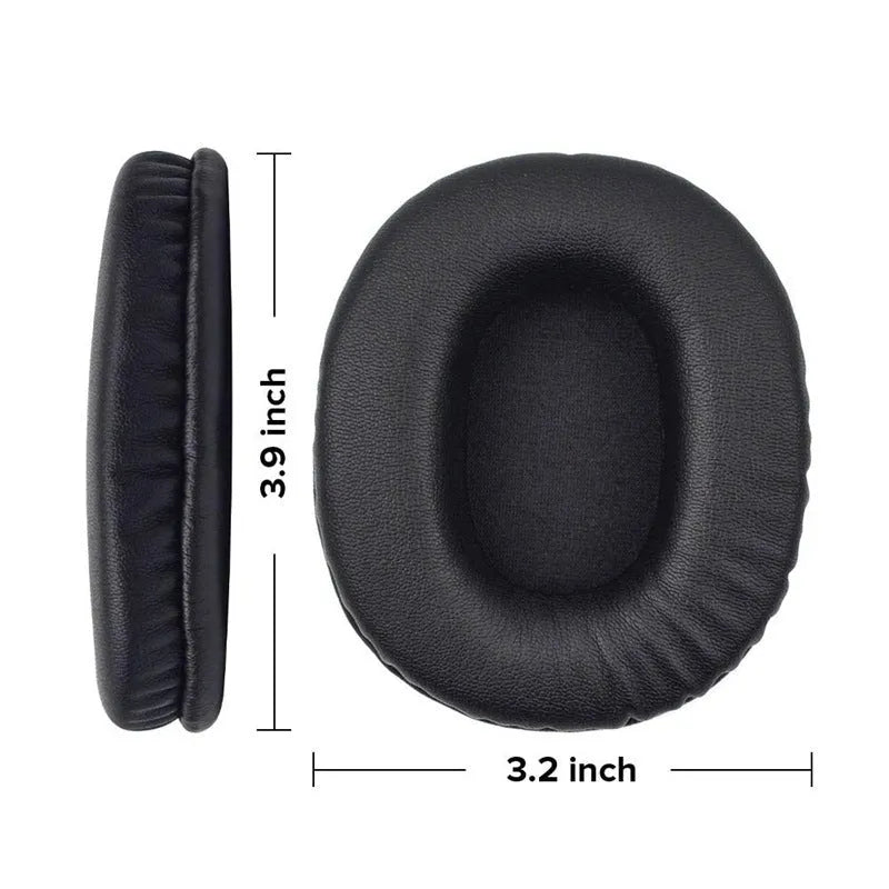 Two black PU leather replacement earmuff covers for Sony MDR-1R headphones.