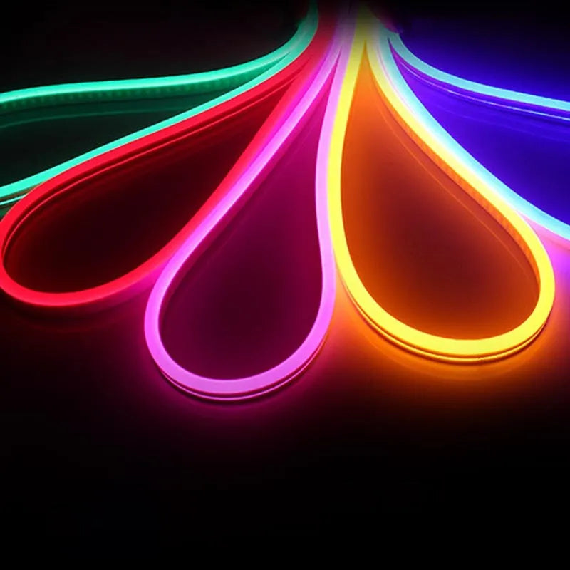 12V silicone flexible LED neon strip in blue, 120 LED per metre, 100 metre length, dimmable