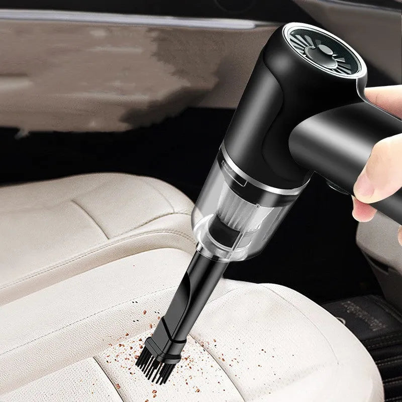Cordless hand-held vehicle vacuum cleaner with brush and nozzle, 80W 4000r/min, black