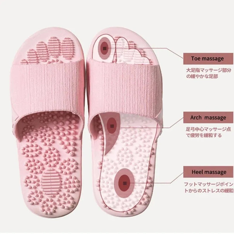 Reflexology foot massage slippers with 3D acupressure nodes in light blue