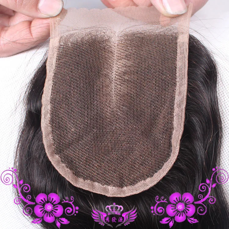 Live-action full lace wig with hand-woven human hair deep wave closure 4x4 in 12 inch length