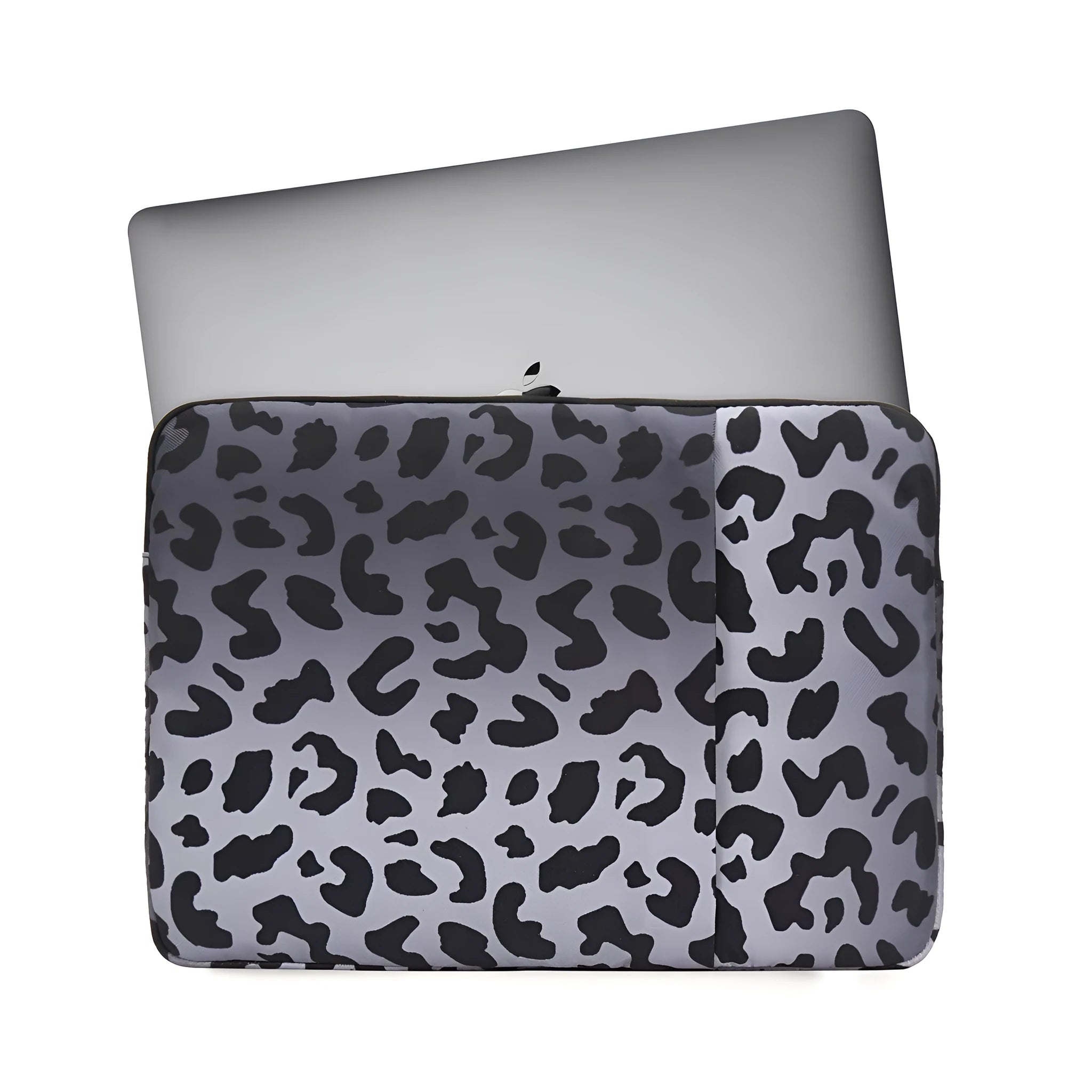 Leopard print laptop sleeve for 13-inch to 16-inch computers with anti-shock flannel protection
