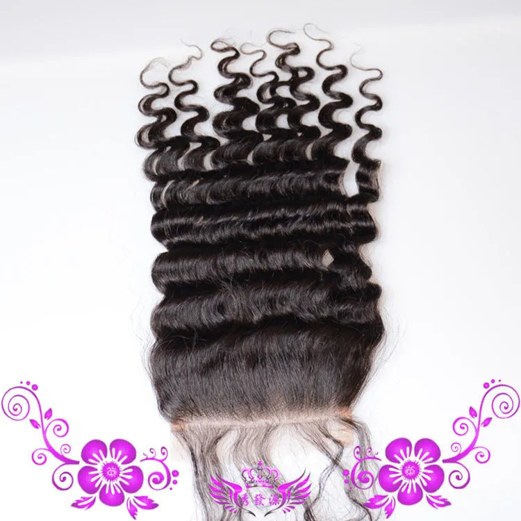 Live-action full lace wig with hand-woven human hair deep wave closure 4x4 in 12 inch length