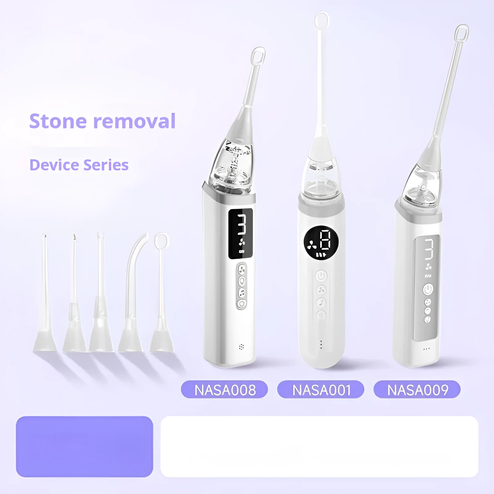 Tonsil stone removal tool set with LED light, stainless steel extractor, and silicone suction tips