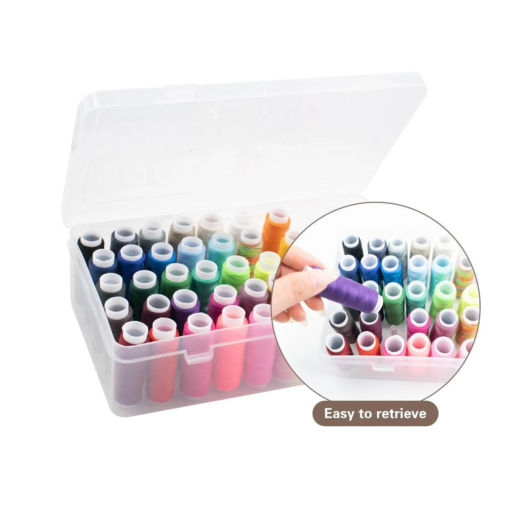 Transparent plastic sewing storage box with 42 compartments for embroidery thread and needle organisation
