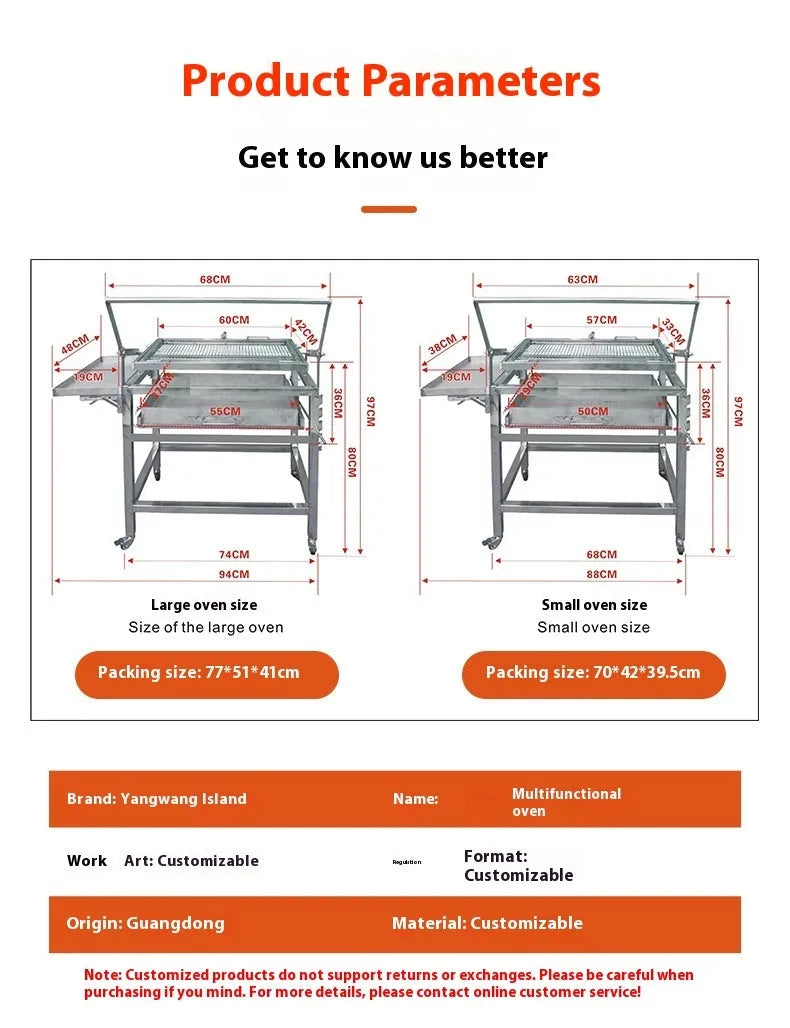 Large foldable Flip BBQ charcoal grill with detachable legs set up in a garden.