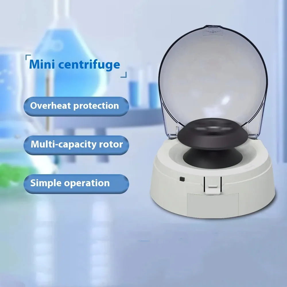 Mini laboratory centrifuge compact benchtop unit with 7000 rpm maximum speed