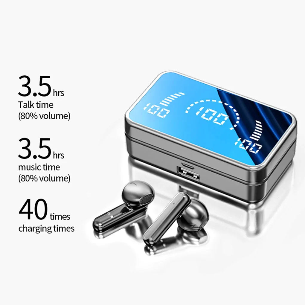 S20 wireless Bluetooth earphone in-ear with LED and microphone, available in black