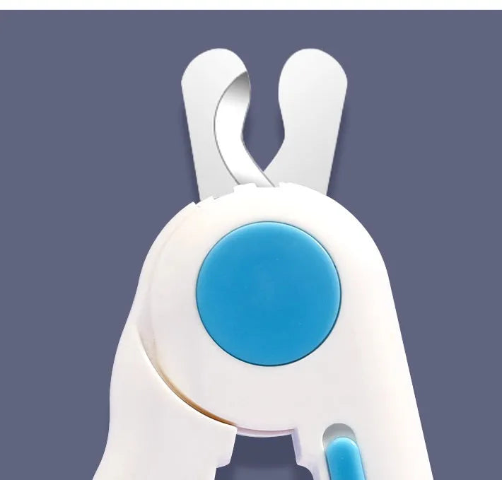 Blue LED pet nail clippers 14.5 cm with stainless steel blade for cats and dogs