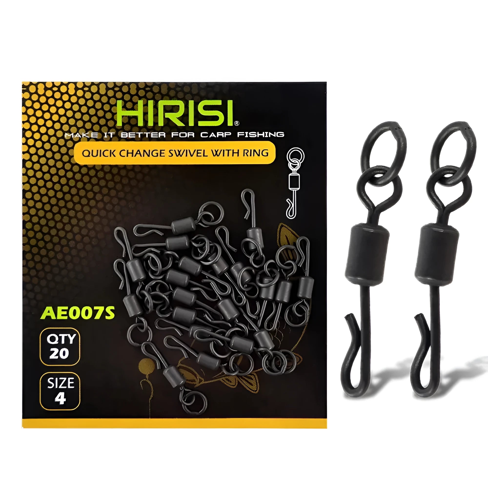 Carp fishing Q-type swivel connector stainless steel single circle pack of 20 No 4 and No 7 sizes