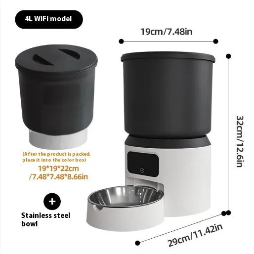 4-litre smart pet feeder with camera and stainless steel bowl for cats and dogs