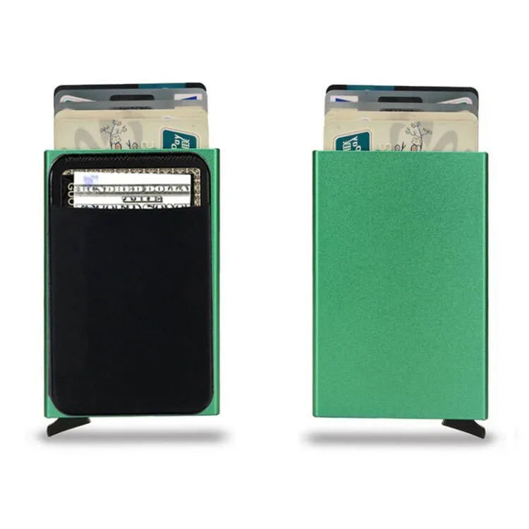 Aluminium alloy metal credit card holder with frosted finish in a choice of eight solid colours.