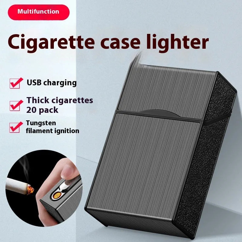 USB charging windproof cigarette lighter with metal body in gold brushed finish