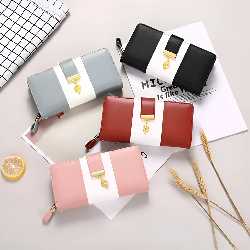Midnight black anti-theft clutch bag with lock opening, shown open to reveal microfiber lining.