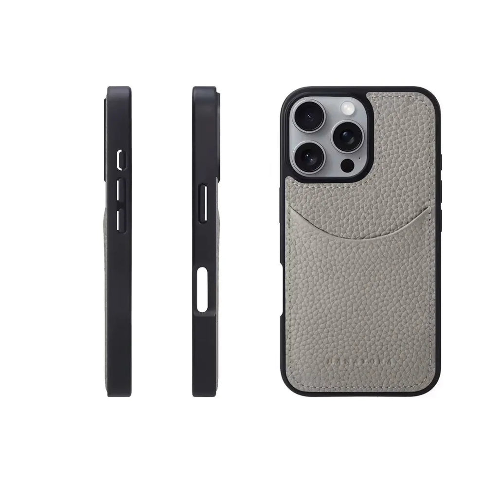 Genuine leather card holder phone case for iPhone non-slip cowhide protective shell card slot