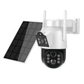 Outdoor solar wifi security camera with solar panel in black or white colour options