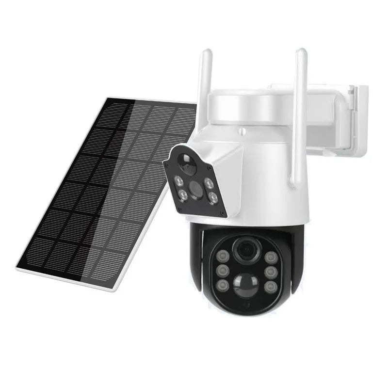 Outdoor solar wifi security camera with solar panel in black or white colour options