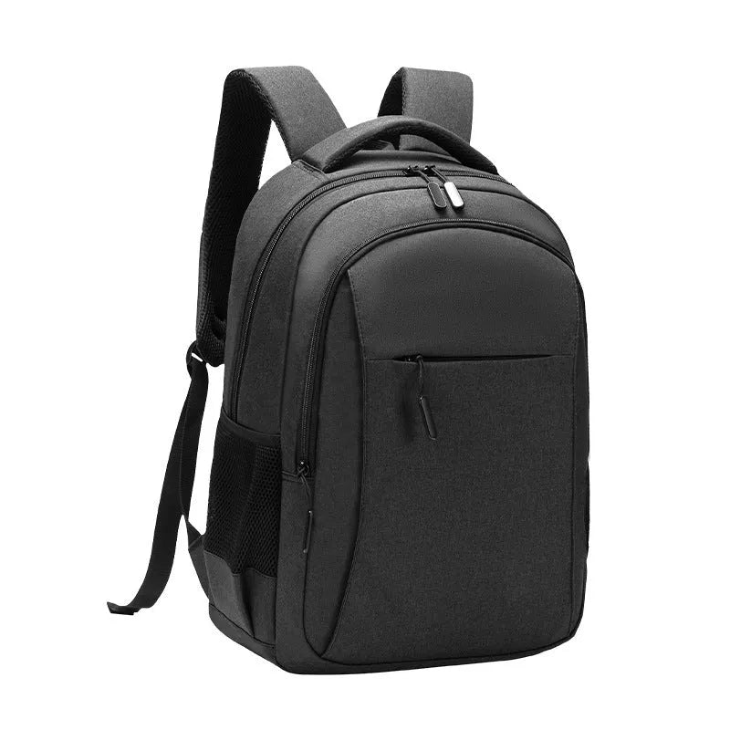 Men's large capacity travel leisure backpack Oxford cloth solid colour light gray blue black sewing thread detail