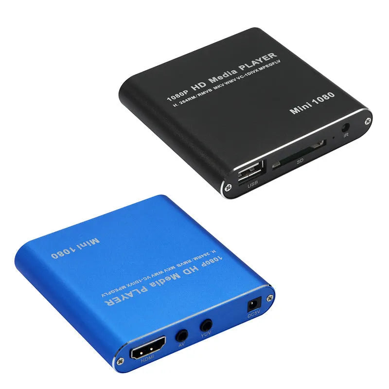 1080p Full HD media player with metal chassis, HDMI port, USB and SD card slots
