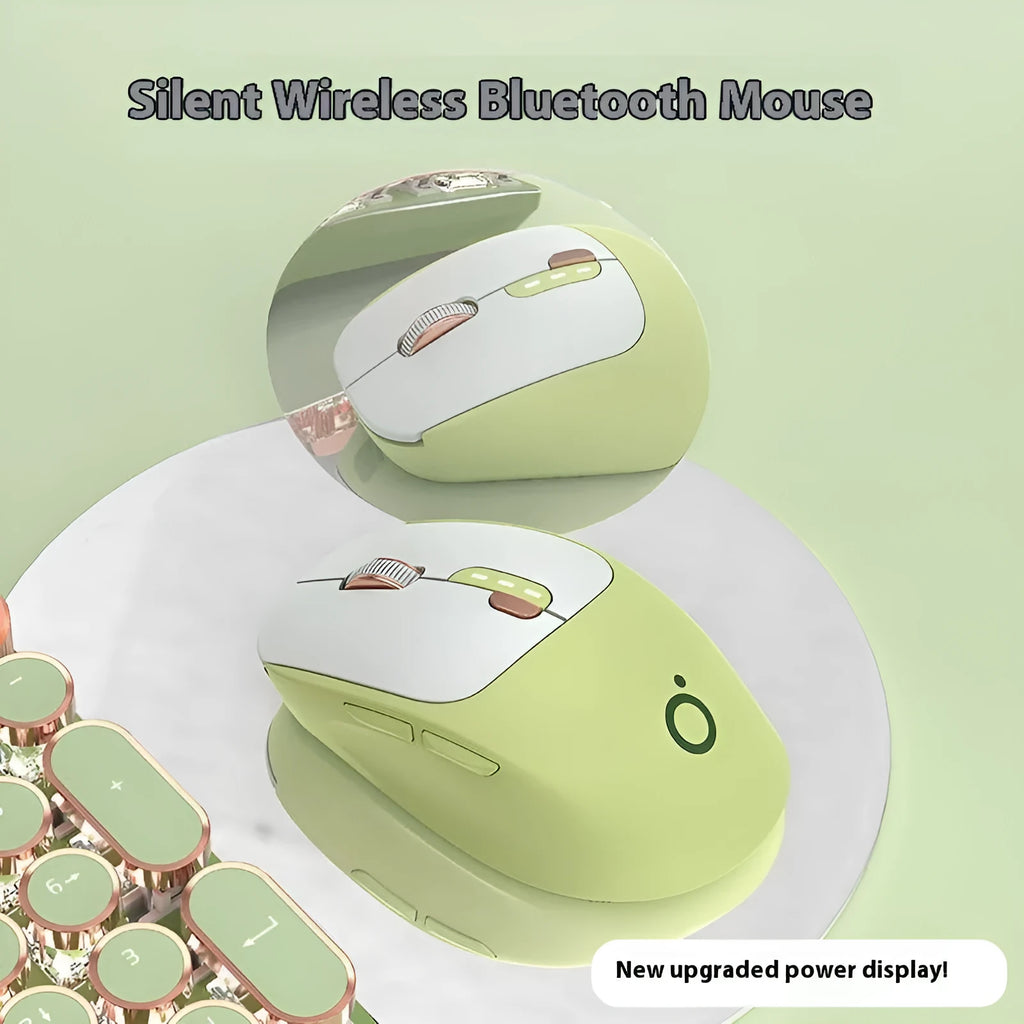 Mute wireless Bluetooth mouse in Matcha Green colour on office desk