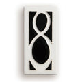 Handmade retro style enamel ceramic door plate showing a number, 76mm by 152mm.