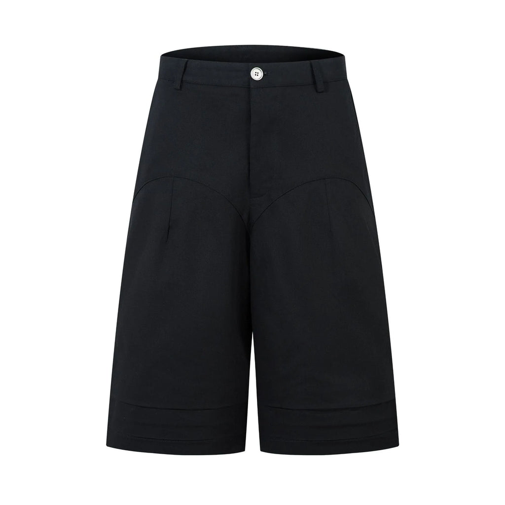 Mid-length wide leg straight denim trousers in black colour with loose fit design