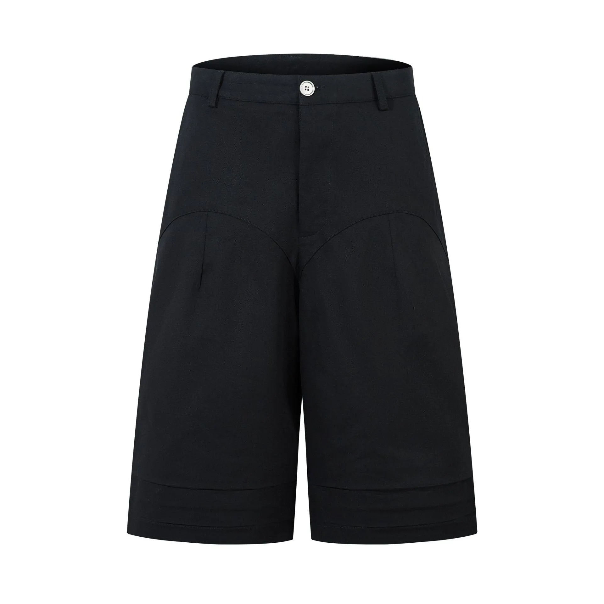 Mid-length wide leg straight denim trousers in black colour with loose fit design