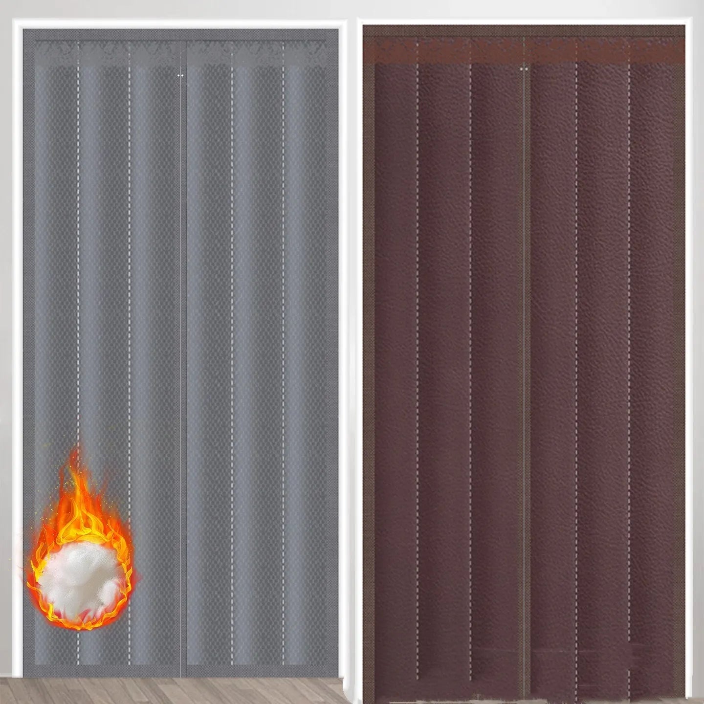 New Chinese style cotton Oxford cloth door curtain with long magnetic strip for draught proofing.