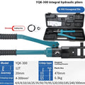 Overall YQK-300 manual hydraulic wire crimper in blue with 15 mould sets for 4-300mm² cables