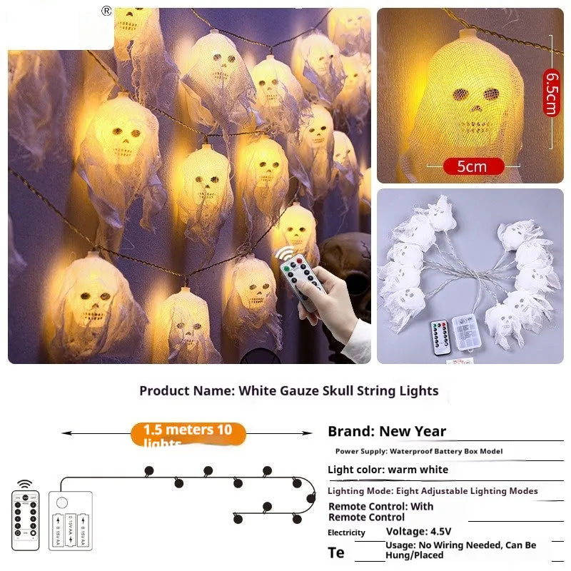 Halloween battery-powered LED coloured lights for indoor wall decoration with plastic shell