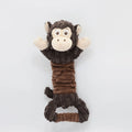 Large plush squeaky dog toy with handle, shown in hippo and monkey designs