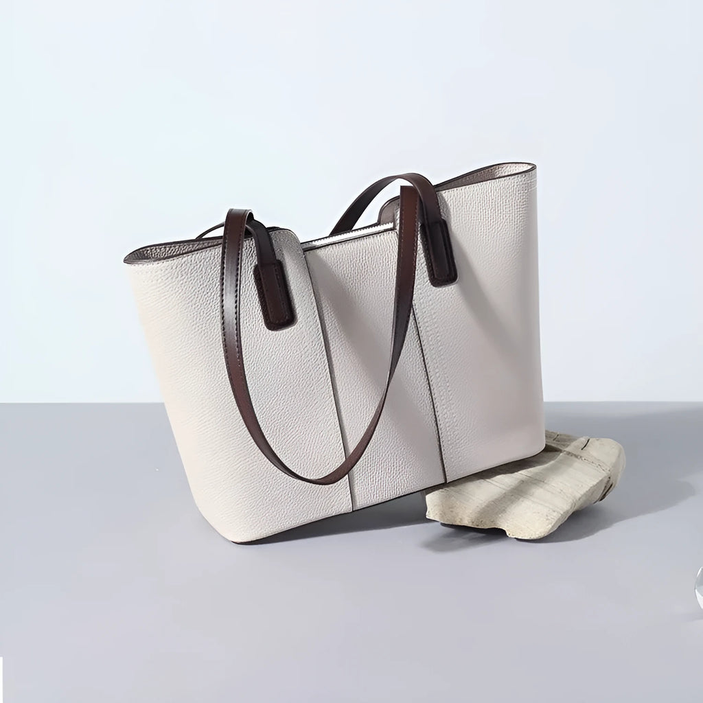 Genuine leather women's commuter shoulder bag with box-shaped design and urban simplicity styling