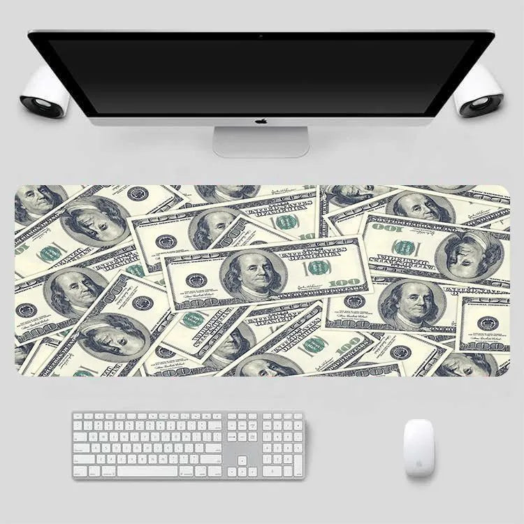 Thickened and lengthened non-slip mouse pad with rubber base and cloth surface in style A on a desk