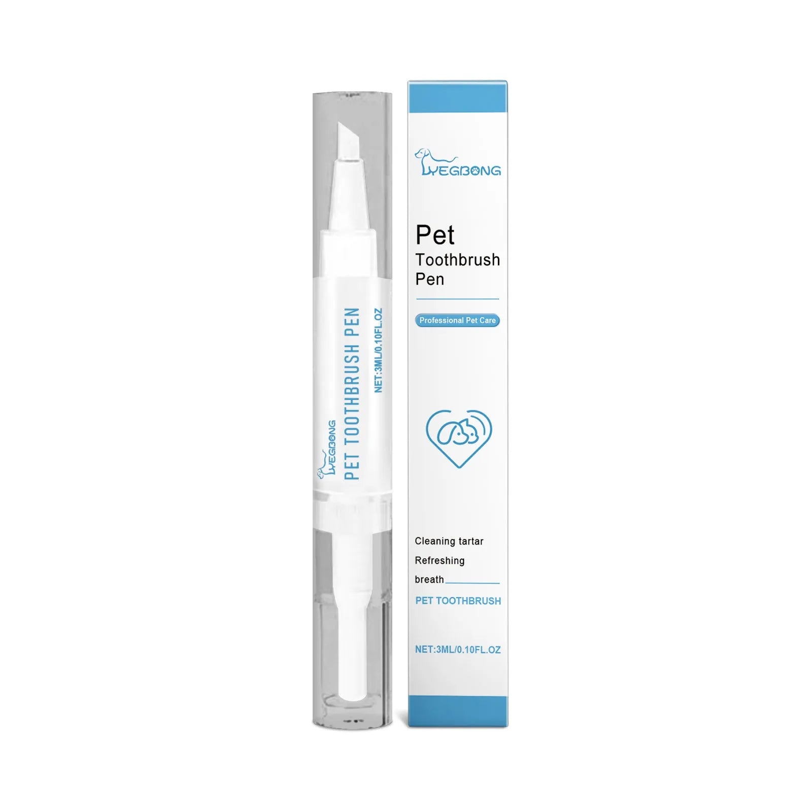 Pet teeth cleaning brush with 3ml capacity measuring 1.1 by 12.5 centimetres