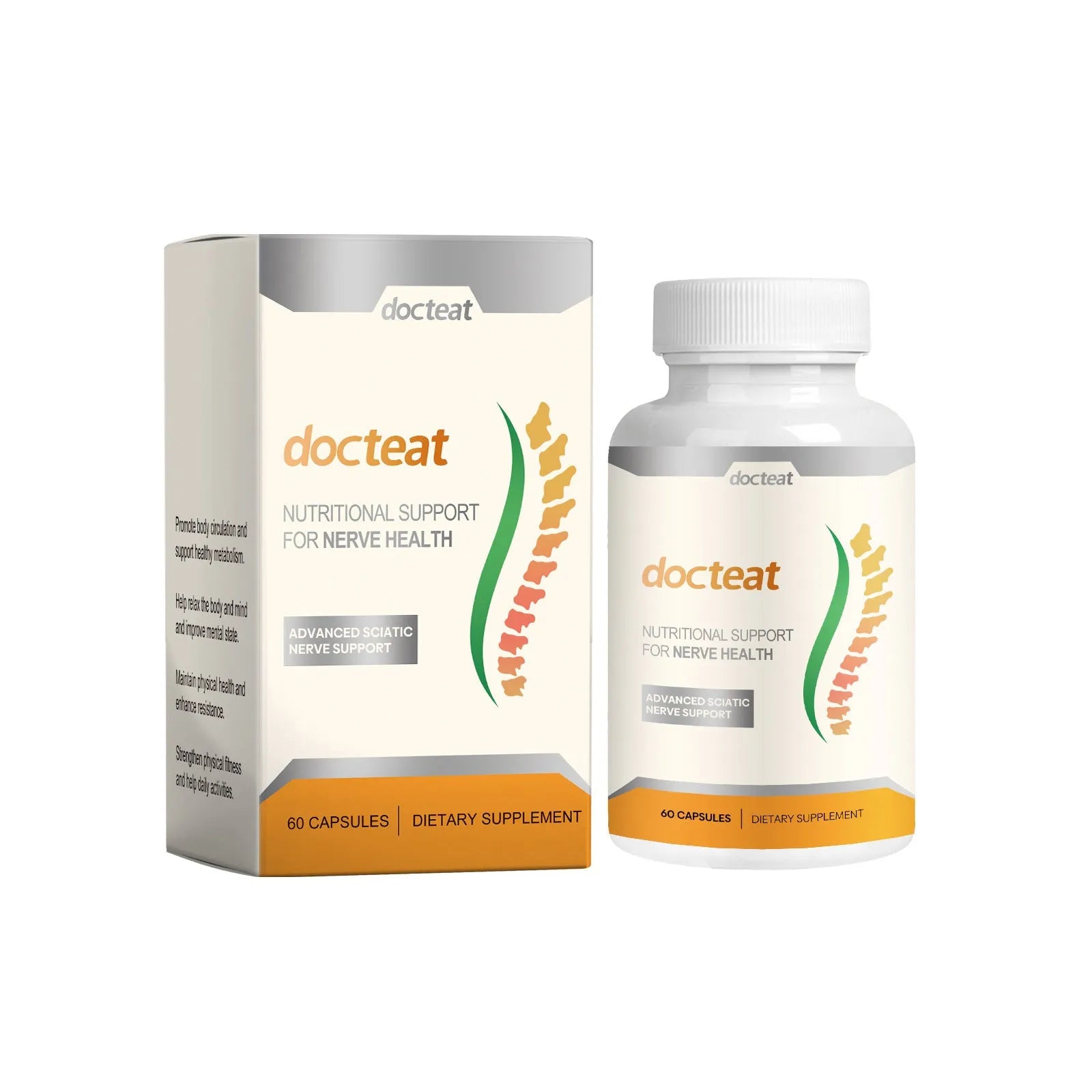 DOCTEAT Body Care Glue Wrap bottle containing 60 capsules for joint comfort and massage support