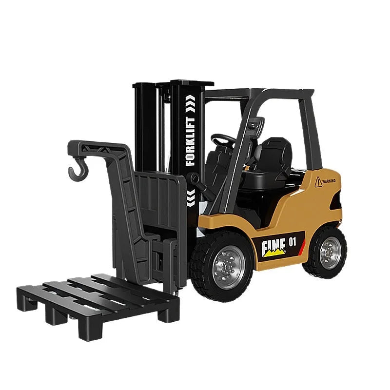 1:64 scale alloy Bluetooth remote-control forklift model with accessories and obstacles
