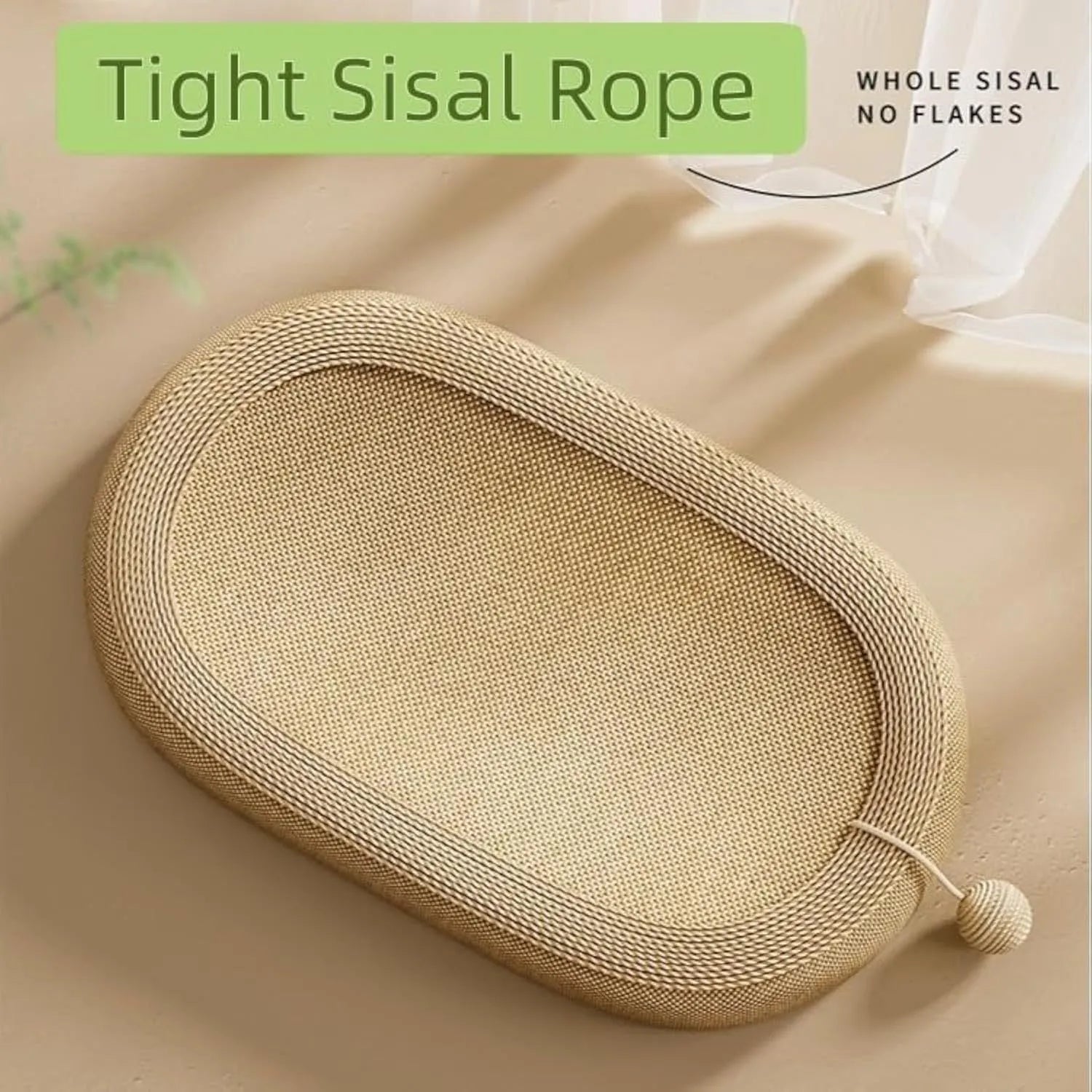 Large rectangular sisal cat scratching board with a raised lounge pad on top