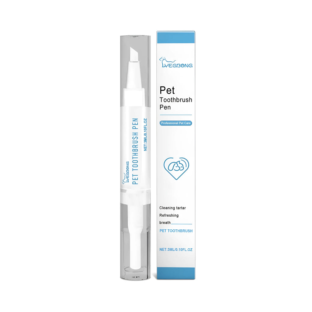 Pet teeth cleaning brush with 3ml capacity measuring 1.1 by 12.5 centimetres