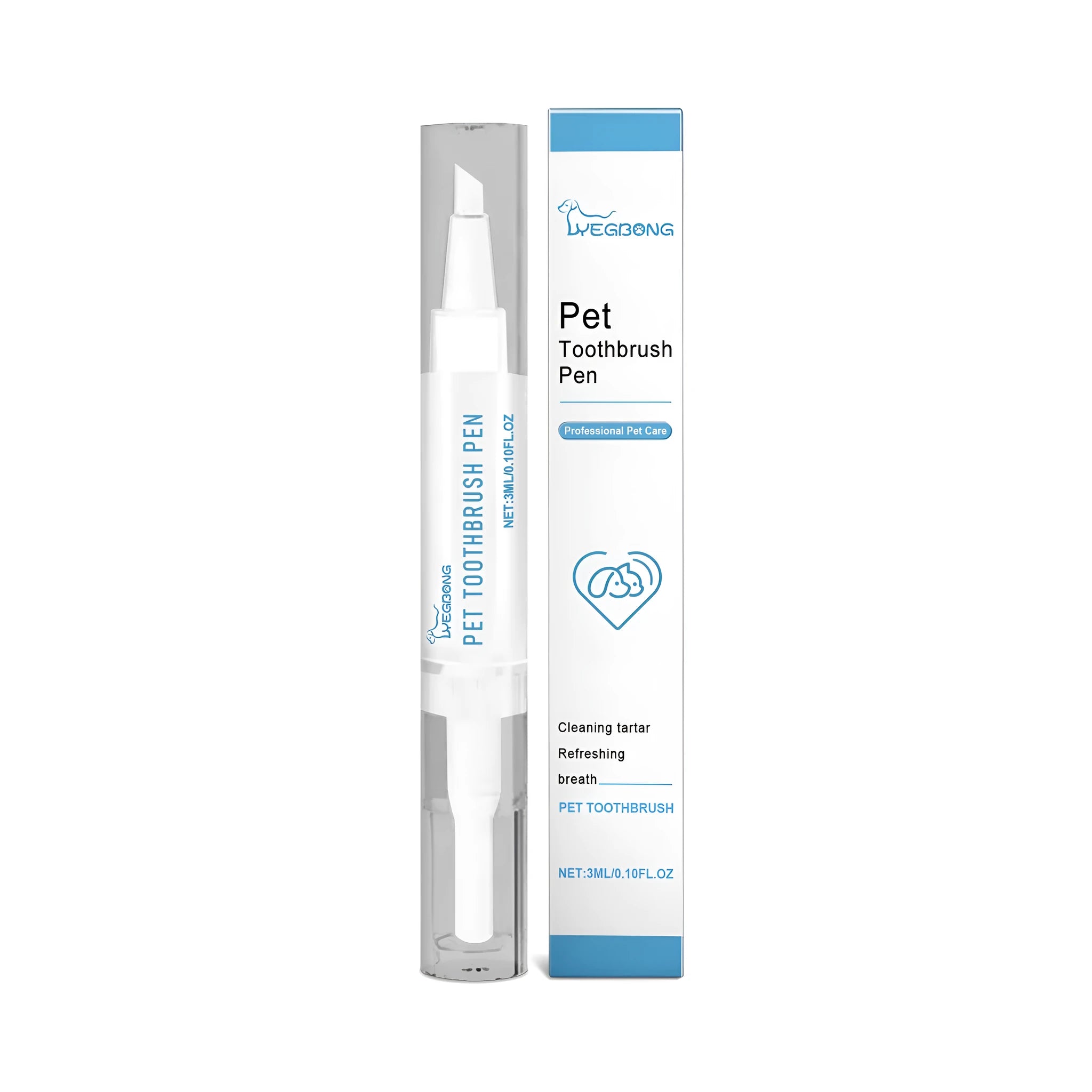 Pet teeth cleaning brush with 3ml capacity measuring 1.1 by 12.5 centimetres