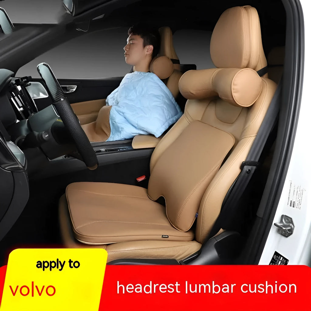 Volvo headrest neck pillow lumbar support cushion set in minimalist design with synthetic fibre filler