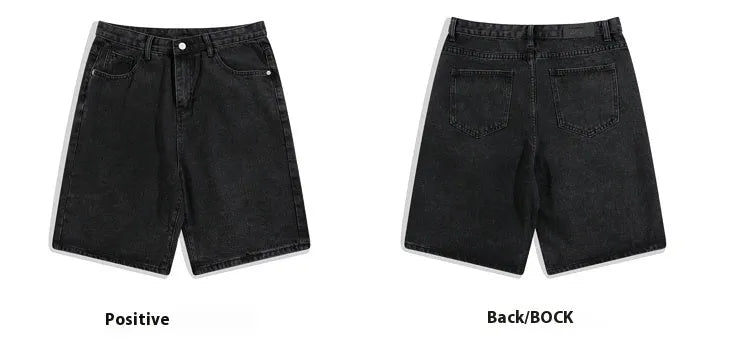 Men's solid colour denim shorts with straight leg design and front zipper fly in four colour options