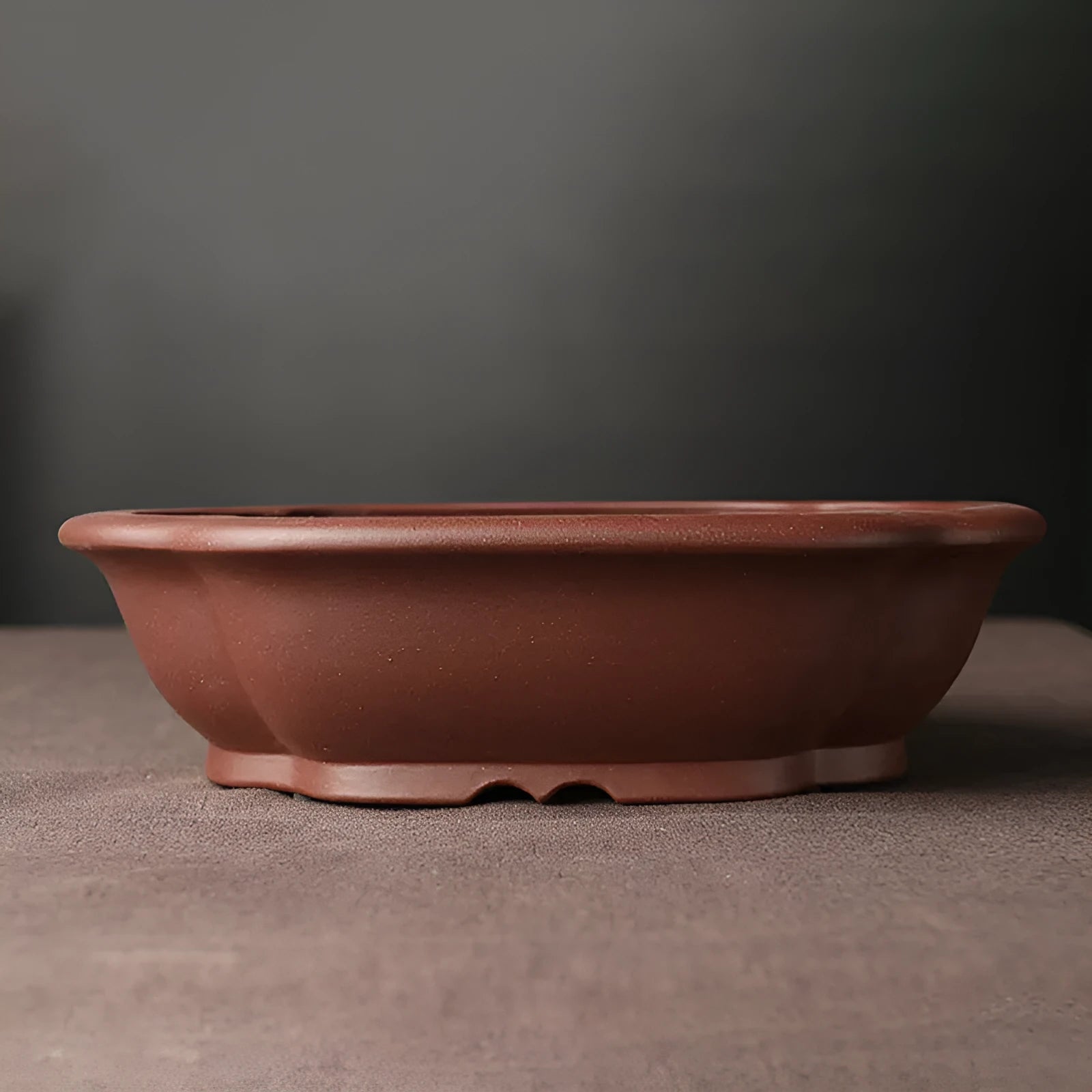 Handmade purple clay ceramic bonsai basin in classical Chinese style.