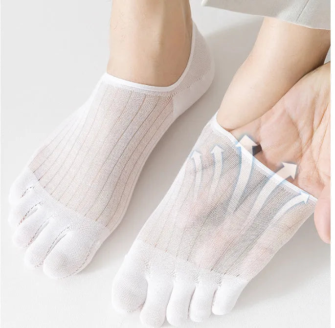 Modal cotton five-finger ultra-thin breathable boat socks in solid colours